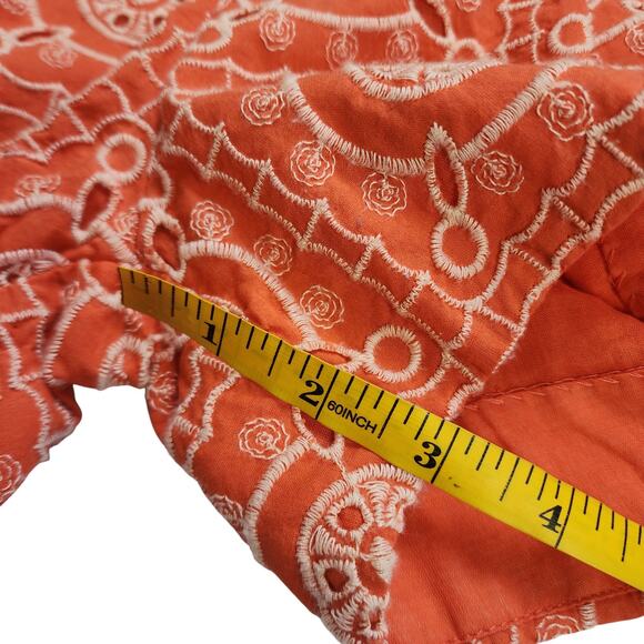 Sam Edelman Womens Romy Short Size 4 Orange White Eyelet Lace High Rise *NO BELT - Picture 12 of 12